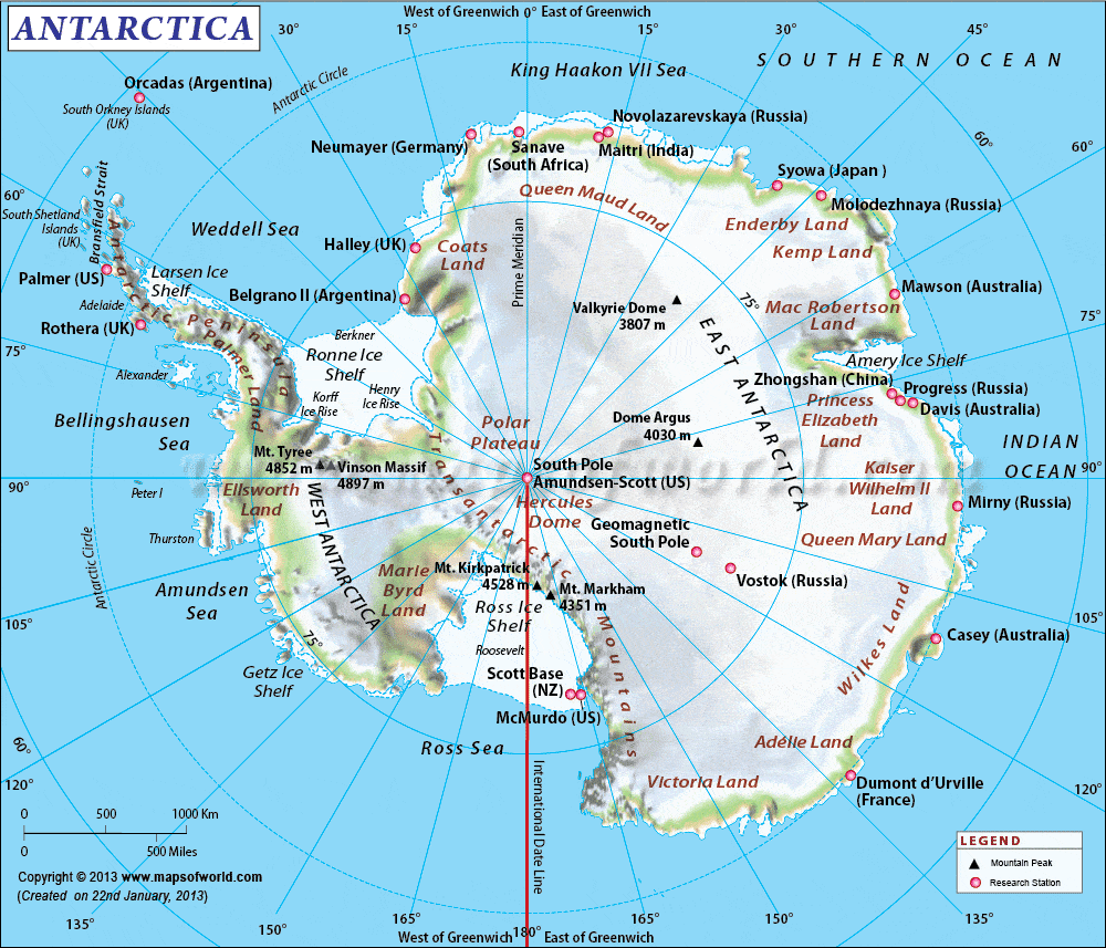 अंटार्कटिका का नक्शा