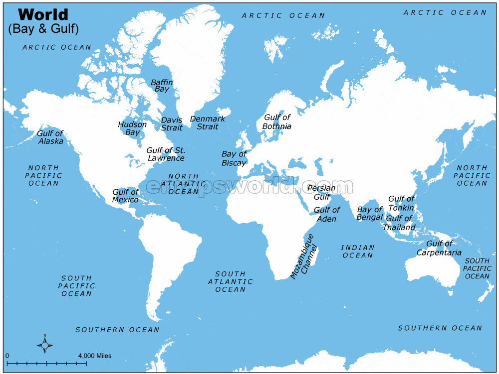 विश्व-खाड़ी-खाड़ी-मानचित्र