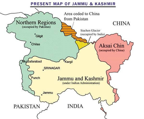 जम्मू और कश्मीर पाकिस्तान और चीन के कब्जे वाले क्षेत्र