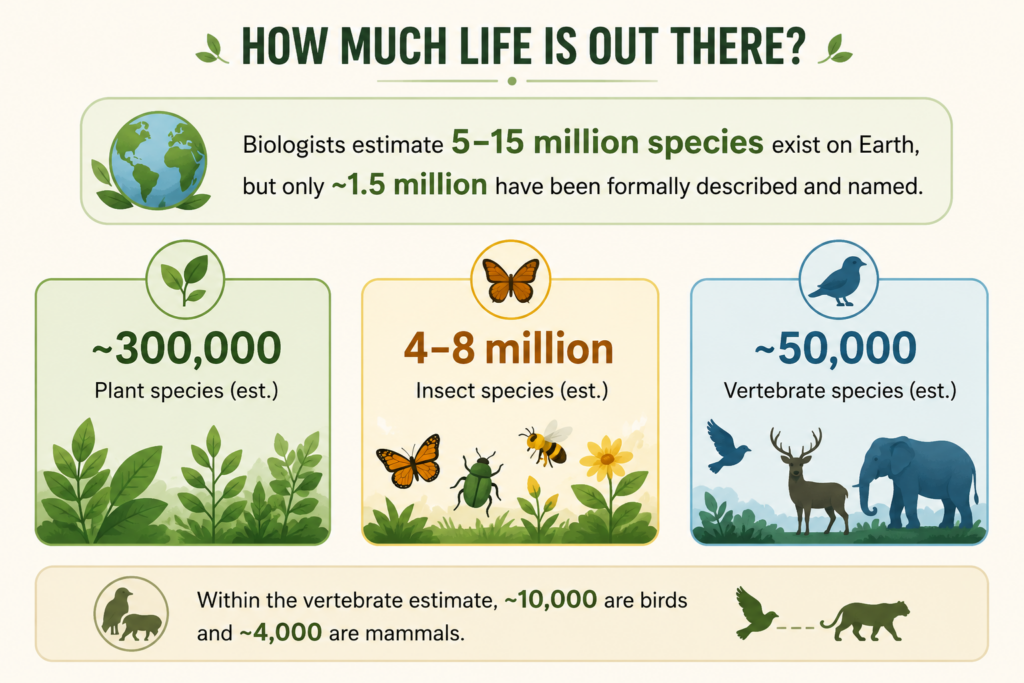 Biodiversity estimates on Earth explained