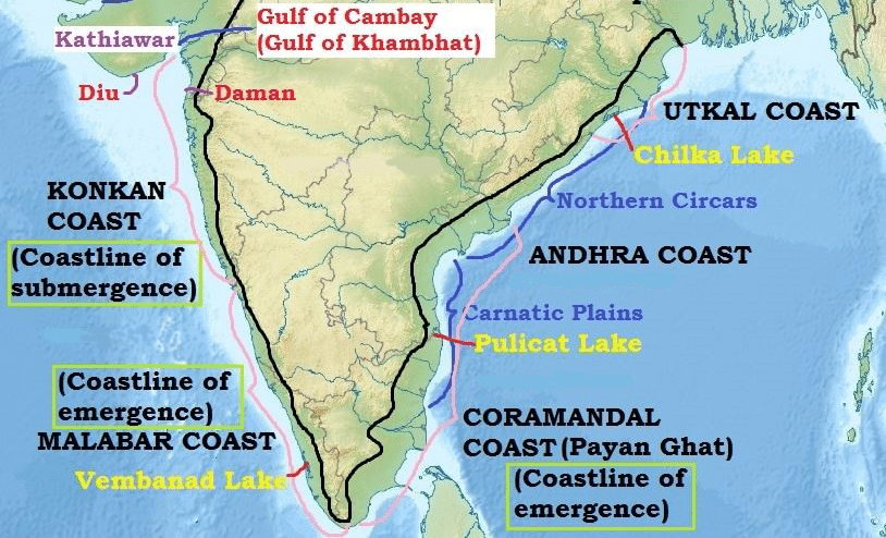 भारत के पश्चिमी और पूर्वी तटीय मैदान