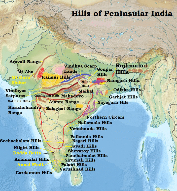 Hills of India Aravalis Vindhyas Satpuras kaimur rajhmahal hills 1