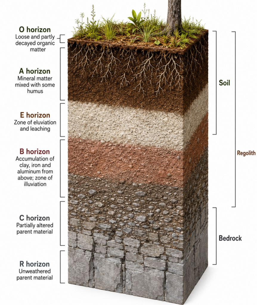 Soil profile cross-section diagram