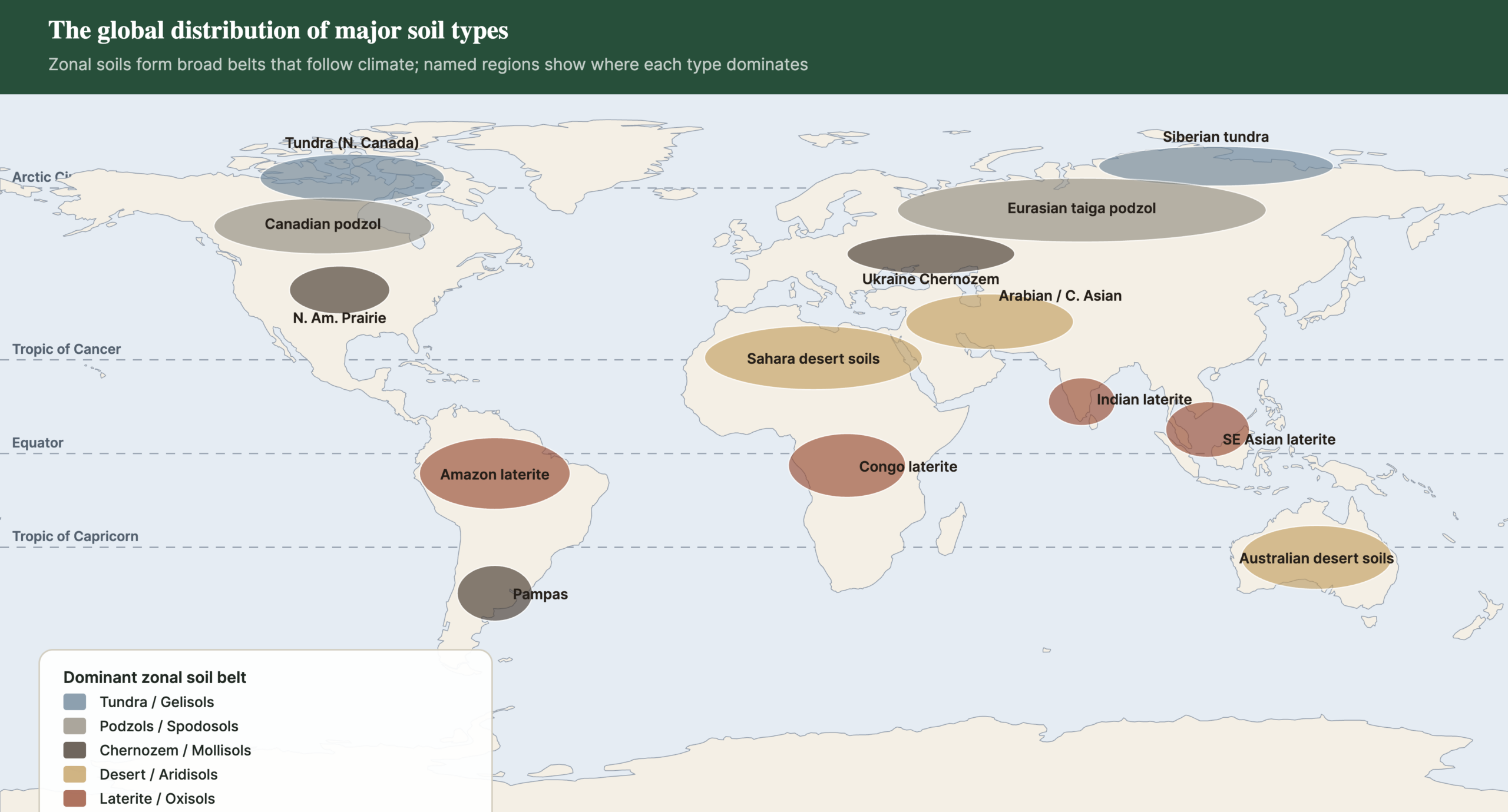 The global distribution of major soil types