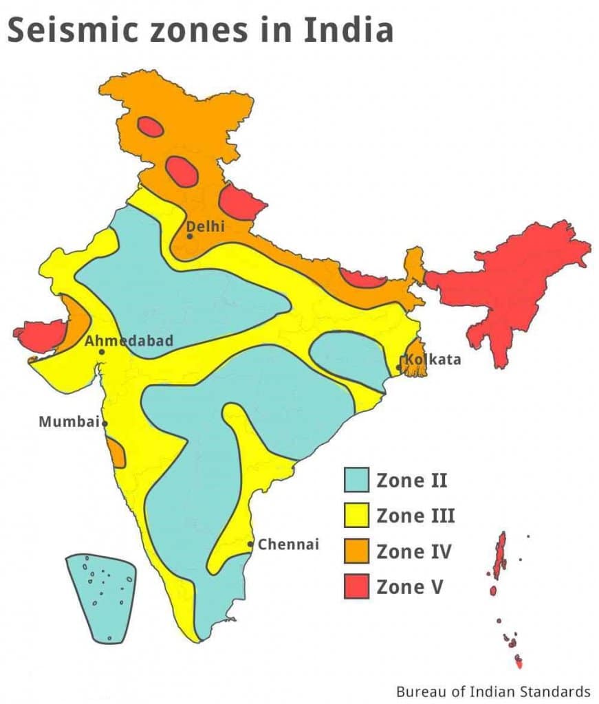भारत के भूकंपीय क्षेत्र