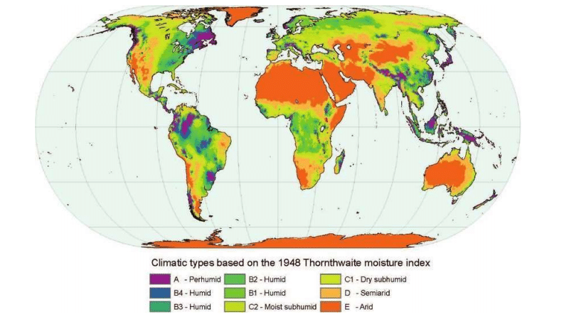 Thornthwaite Climatic Classification of the World