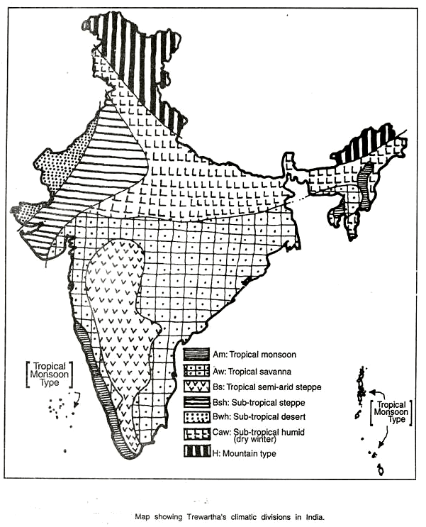 trewartha climate classification india