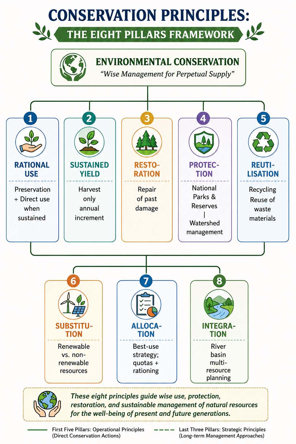 Conservation Principles: The Eight Pillars Framework