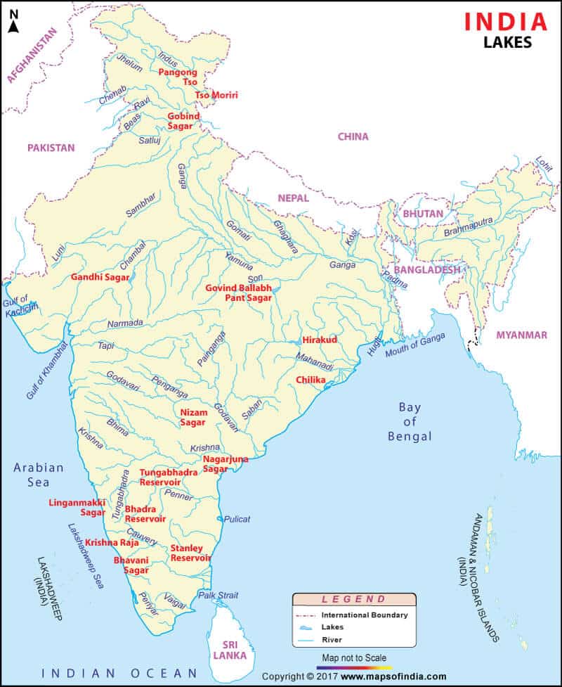 भारत की महत्वपूर्ण झीलें - यूपीएससी