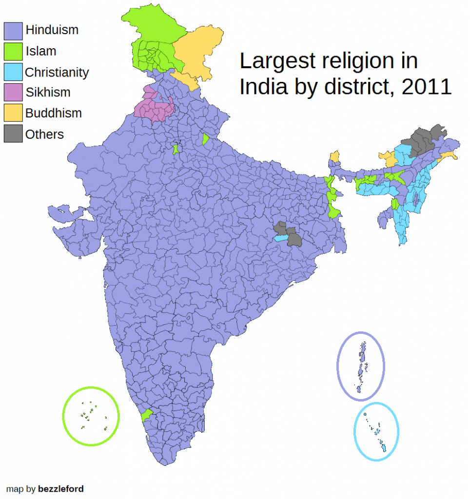 largest religion in india - Cultural Regions of India