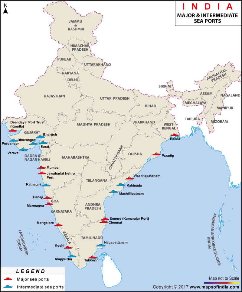 भारत में प्रमुख बंदरगाह
