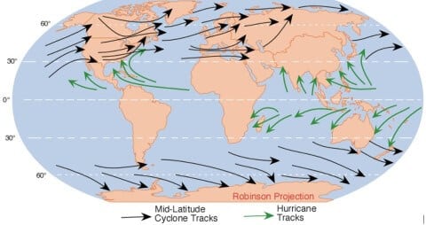 Distribution of Temperate Cyclones