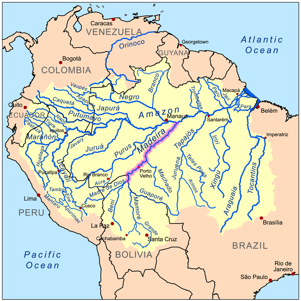 मदीरा नदी का नक्शा
