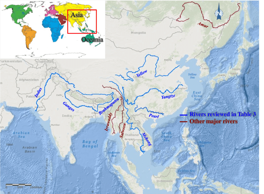 दक्षिण-दक्षिण-पूर्व-और-पूर्व-एशिया की प्रमुख-नदी-प्रणालियाँ