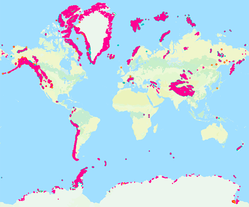 Geographical Location of glaciers