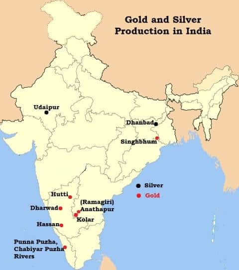 सोना और चांदी वितरण भारत यूपीएससी