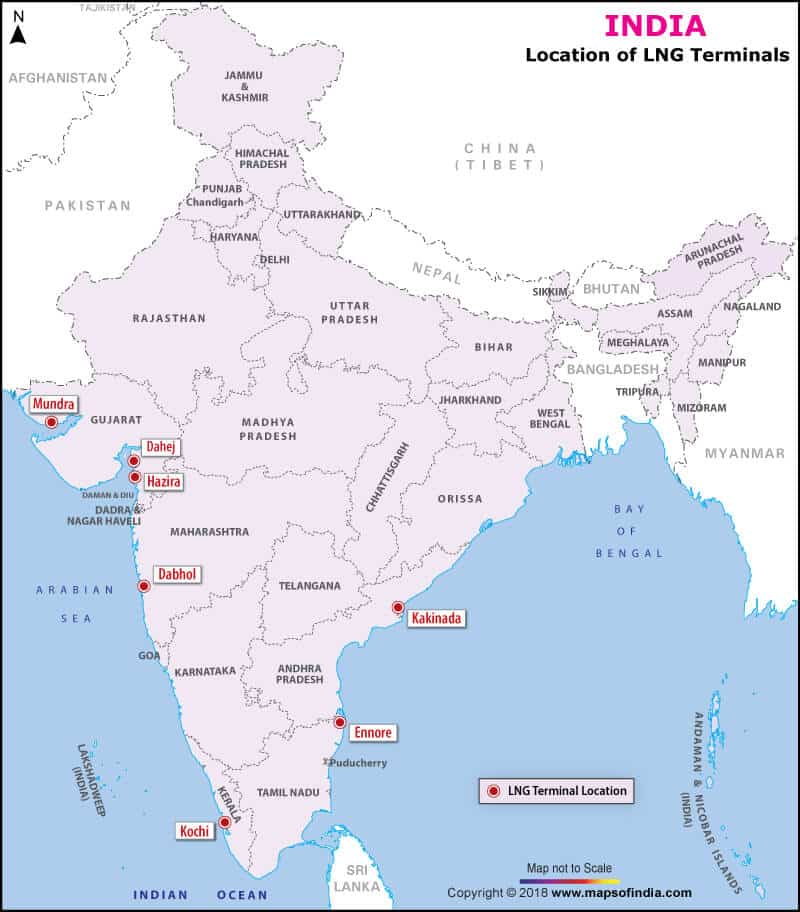 भारत में तरलीकृत प्राकृतिक गैस एलएनजी टर्मिनल यूपीएससी