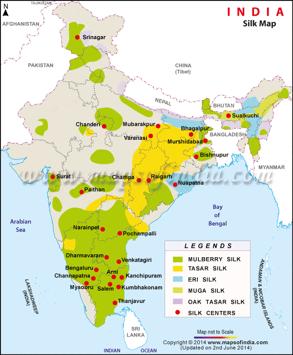 india silk map upsc