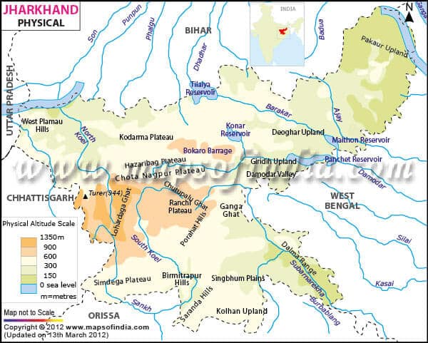 jharkhand physical map upsc