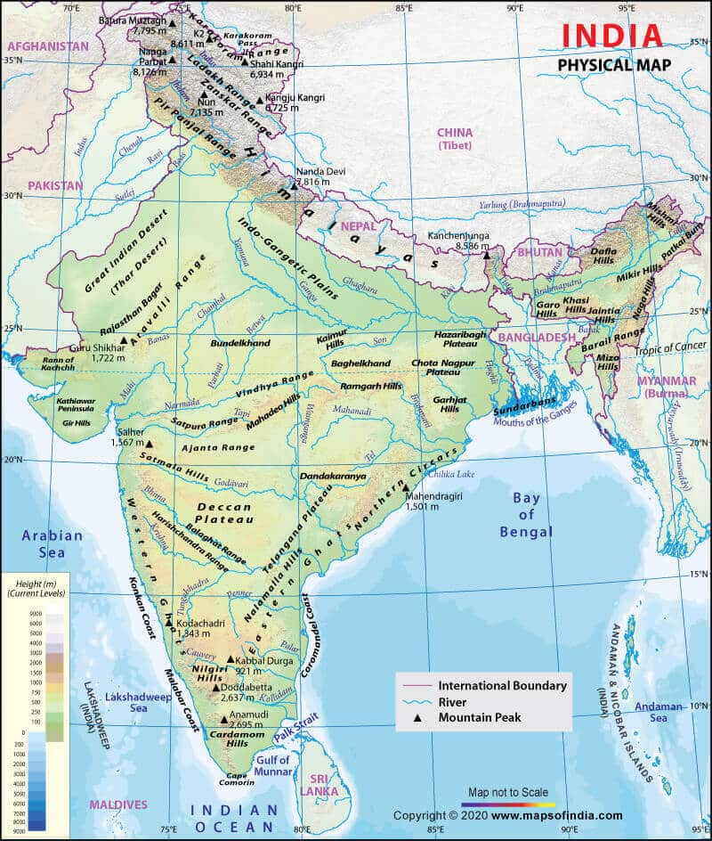map of india physical upsc
