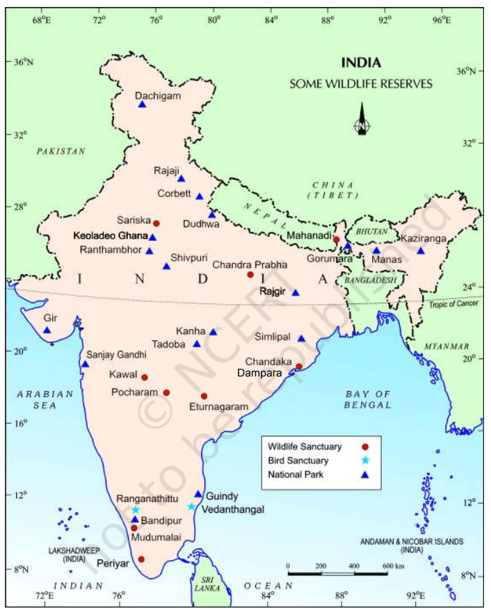 wildlife resources in india map