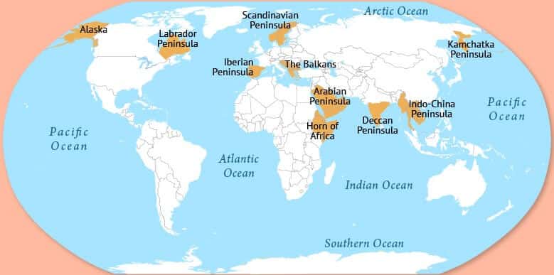 विश्व में महत्वपूर्ण प्रायद्वीप - यूपीएससी