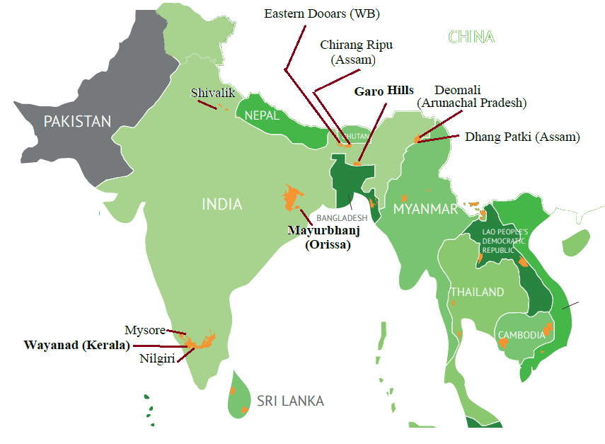 भारत में माइक साइटें यूपीएससी मानचित्र