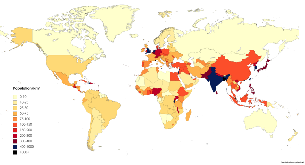Population Density Map Per Square Kilometre