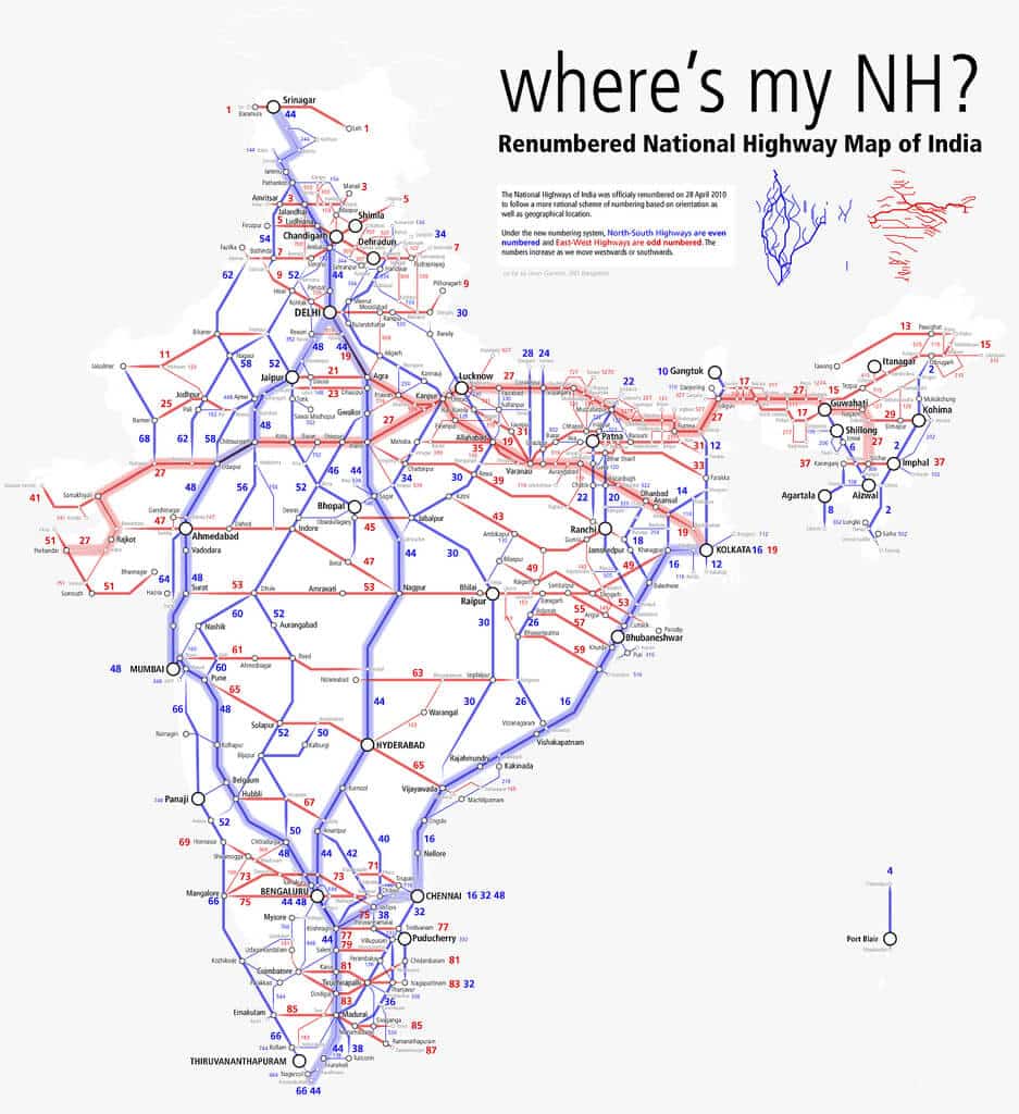 National Highways map of India