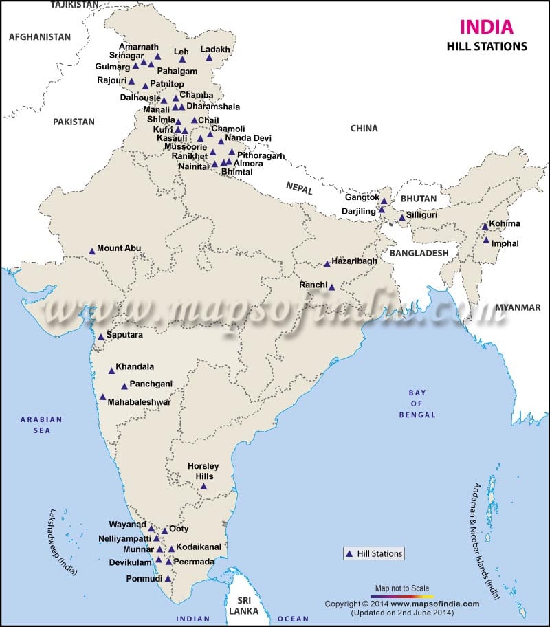भारत में महत्वपूर्ण हिल स्टेशन - यूपीएससी