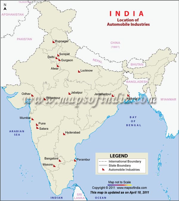location automobile industry in india