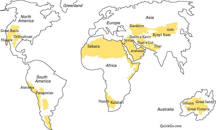 विश्व रेगिस्तान का नक्शा