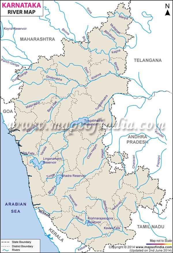 कर्नाटक-नदी-मानचित्र