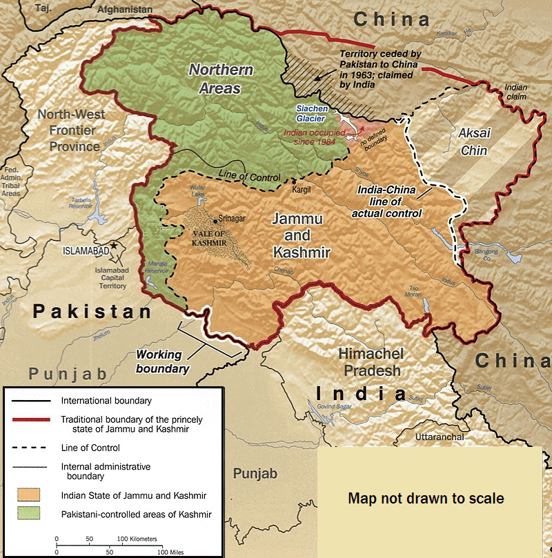 Princely State Jammu and Kashmir Map 1947