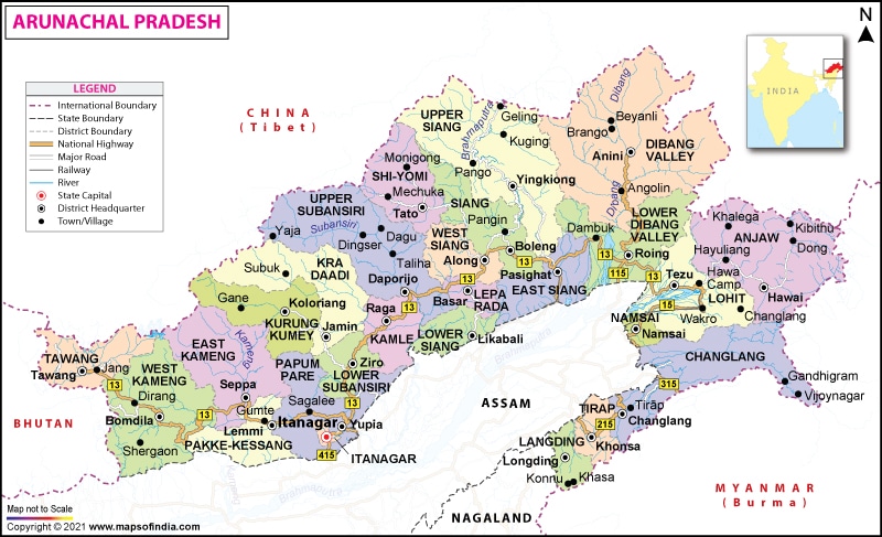 अरुणाचल प्रदेश का नक्शा