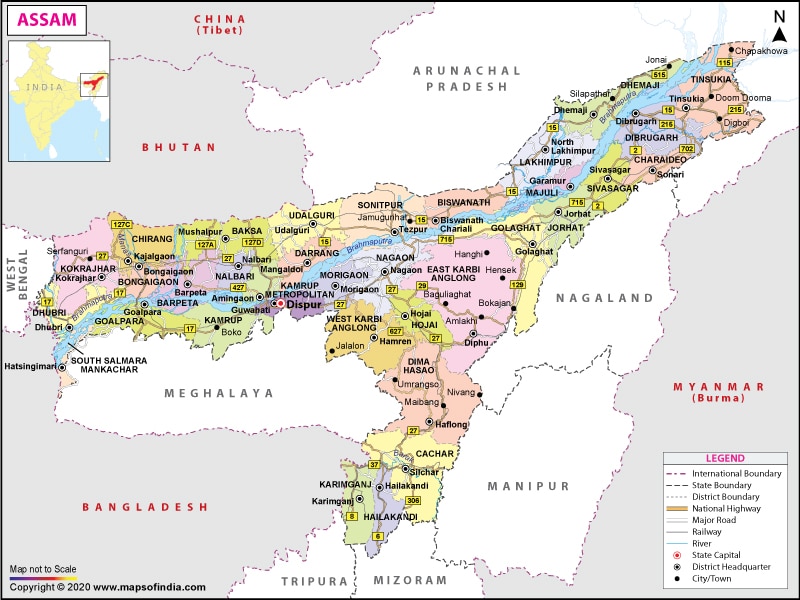 असम का नक्शा