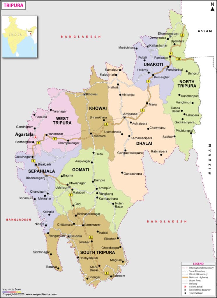 त्रिपुरा मानचित्र