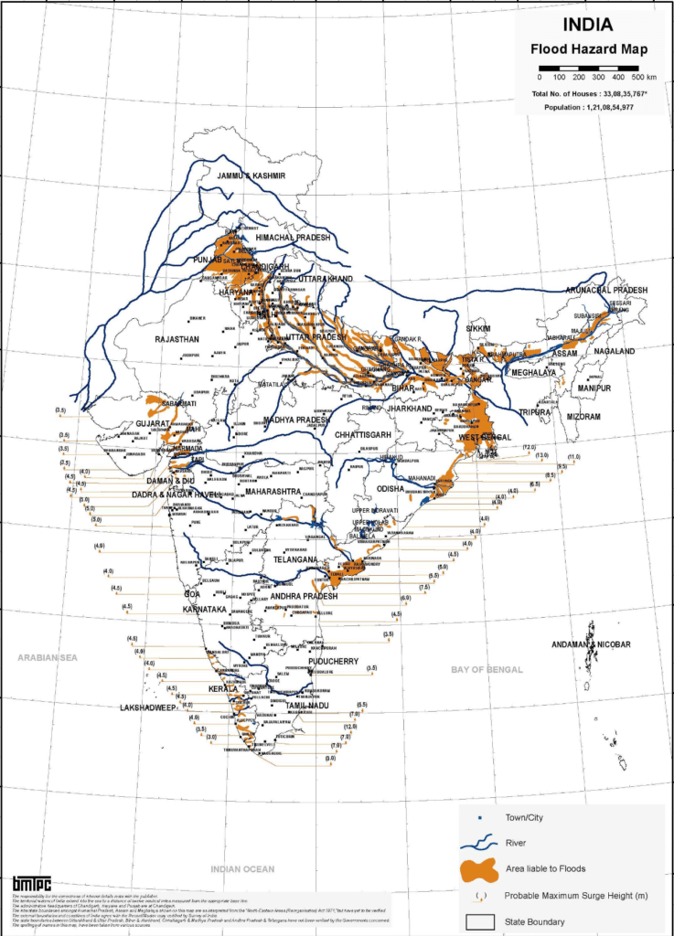 भारत का बाढ़ खतरा मानचित्र