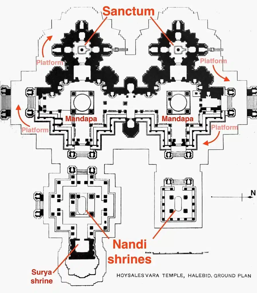 होयसलेश्वर मंदिर की ग्राउंड योजना