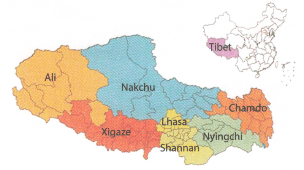 तिब्बत का नक्शा