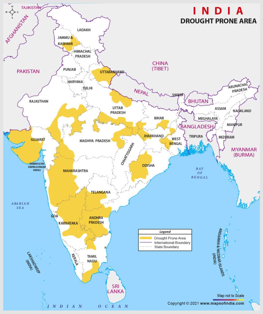 भारत का सूखाग्रस्त सूखा मानचित्र