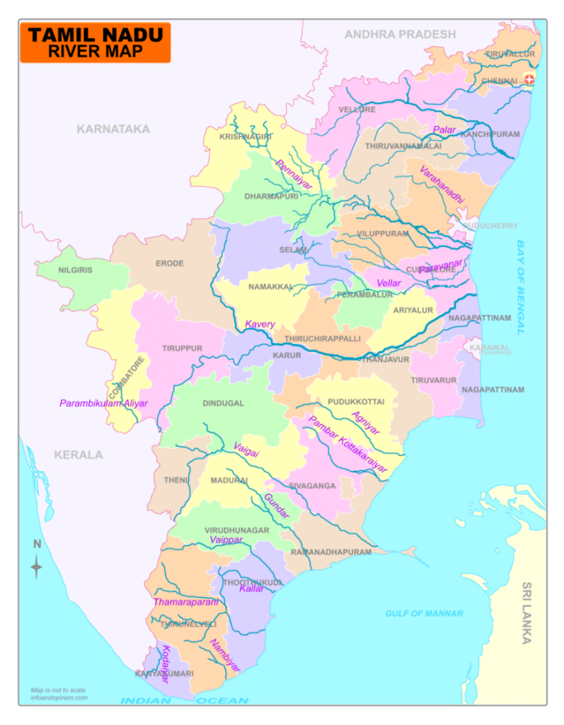 तमिलनाडु नदी मानचित्र