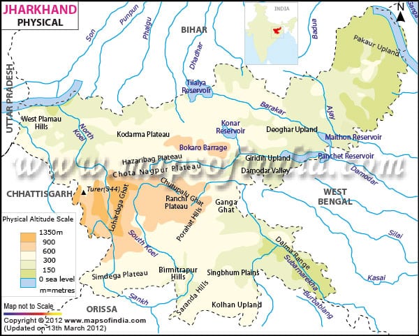 jharkhand physical map