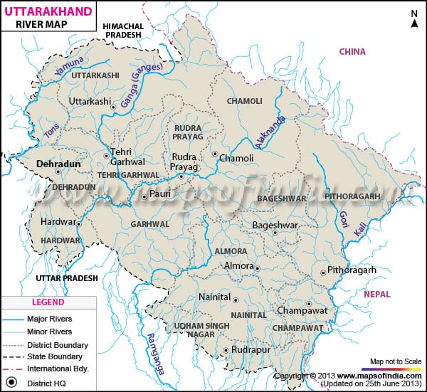 उत्तराखंड नदी का नक्शा