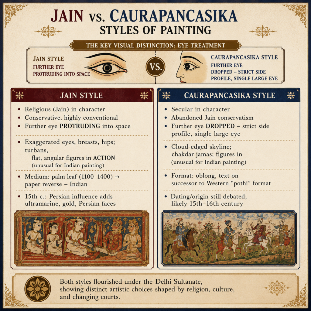 Jain vs. Caurapancasika painting styles