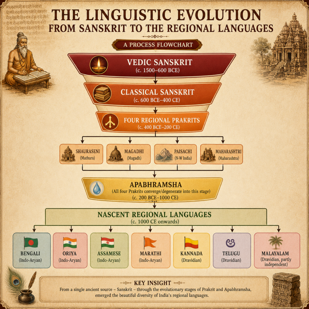 Linguistic evolution in ancient India