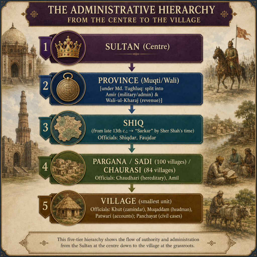 The administrative hierarchy from centre to village