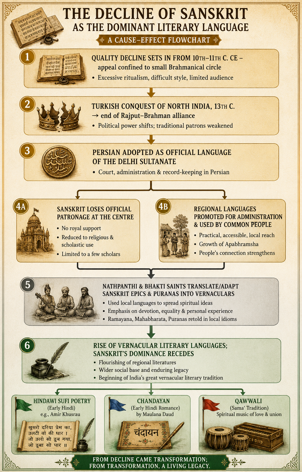 The decline of Sanskrit: a flowchart