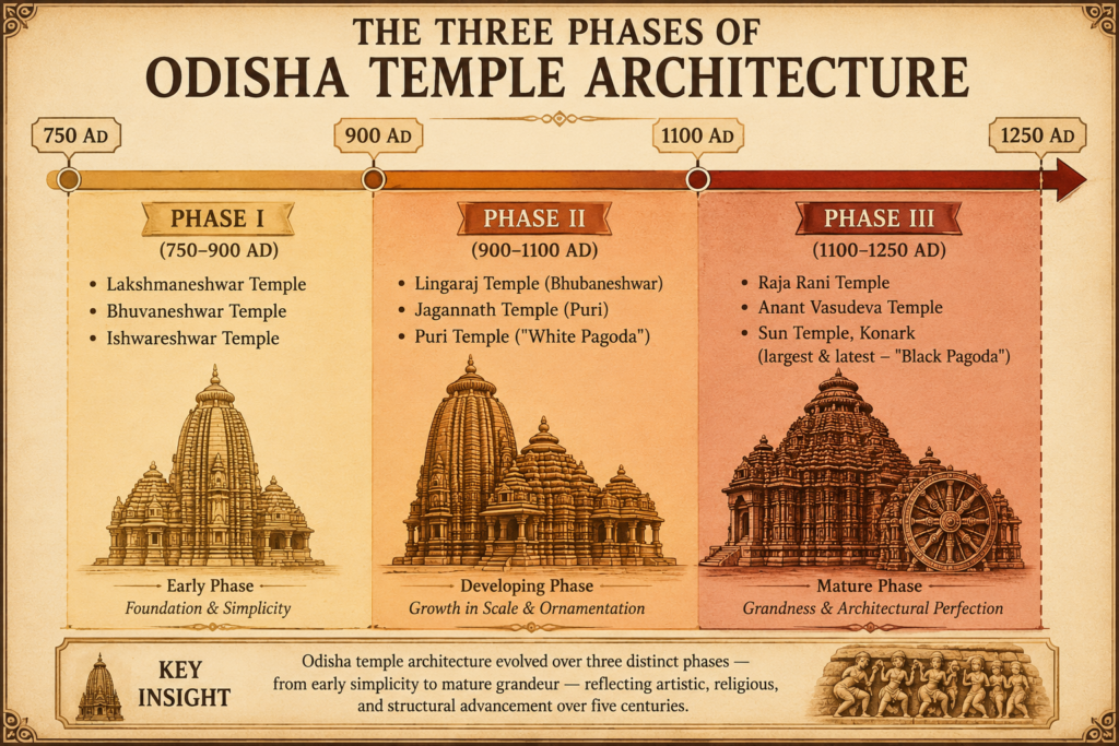 The three phases of Odisha temples