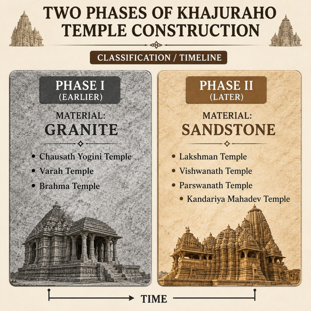 Two phases of Khajuraho construction